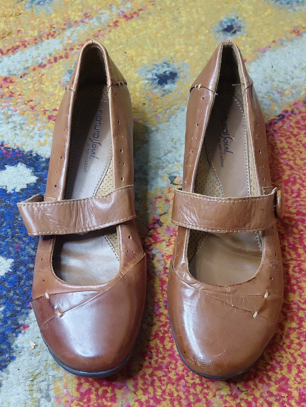 Natural Soul by Naturalizer brown leather Mary Jane shoes